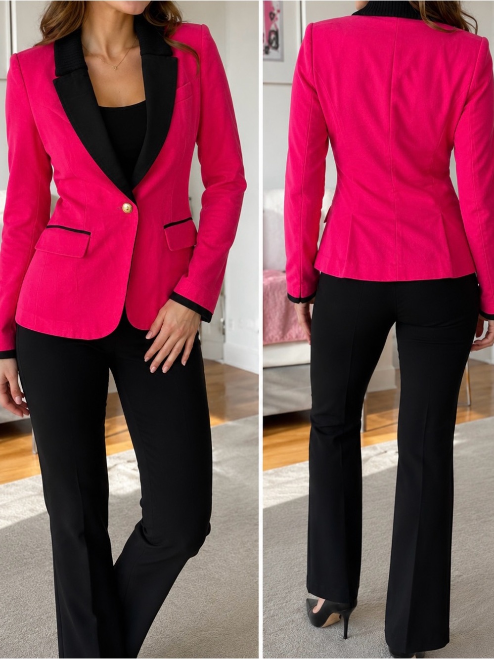 Juicy Couture Hot Pink Blazer with Black Trim